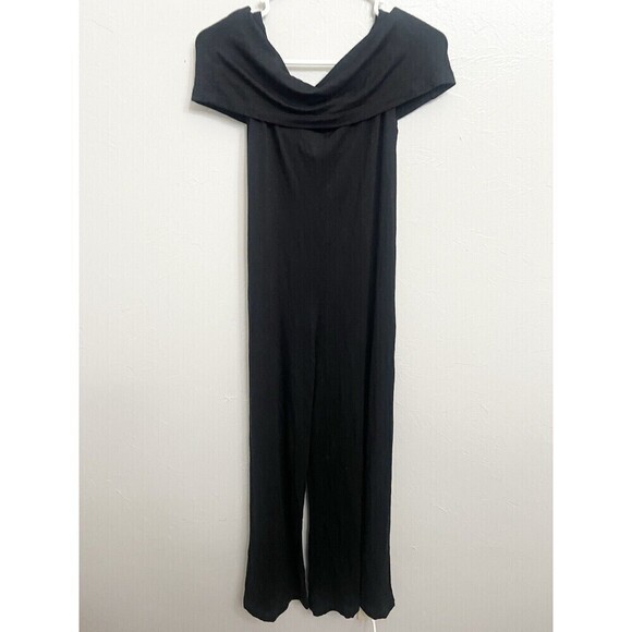 Lou & Gray Signature Soft Off Shoulder Wide Leg Jumpsuit Black Size Medium - Picture 8 of 9